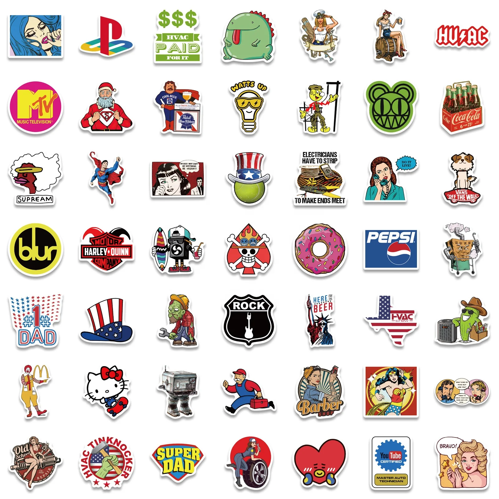  200pcs Sticker Bomb Die Cut Packs Waterproof for Car Vinyl Scooter Skate