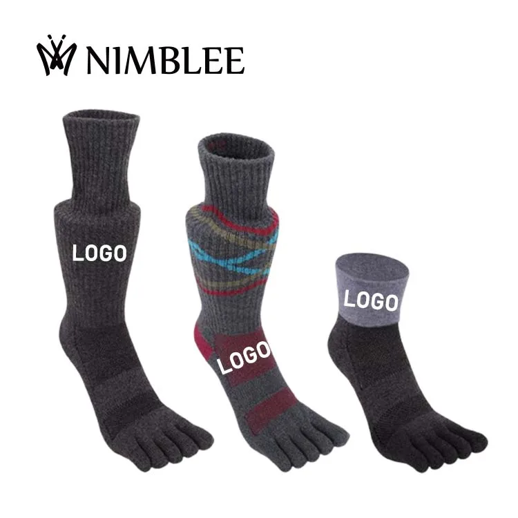 OEM Custom Logo Quick Dry COOLMAX Crew Length Five Fingers Toe Socks for Men Women Athletic Breathable Sport Ankle 5-Toe Socks