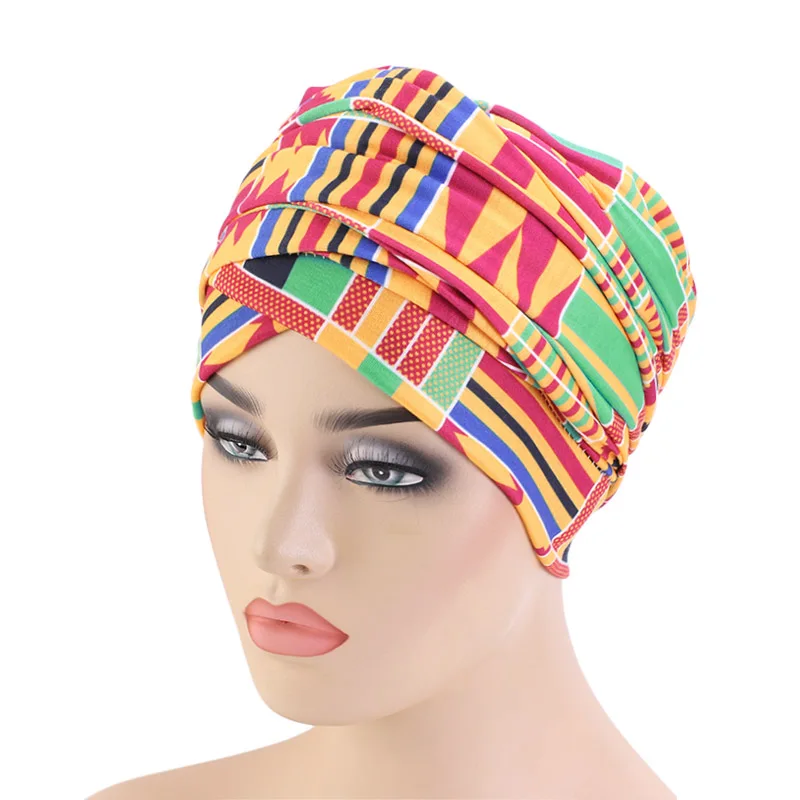 African Pattern Headscarf Nigerian Muslim Women Long Tube Turban Head wrap