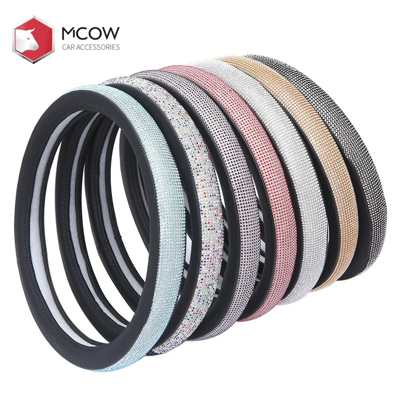 
Factory Wholesale Supplier Car Accessories Fashion Luxury Bling Diamond Universal Auto Car Steering Wheel Cover For Amazon Ebay 