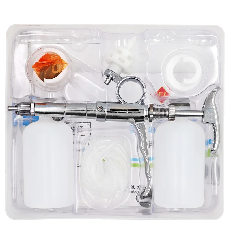 Multifunction Veterinary stainless steel 2ml & 5ml animal injector syringe with bottle holder for poultry