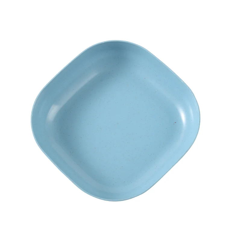 Modern Simple Dinner Plate Round Square 5.7 Inch Multiple Color Wheat Straw Nordic Plastic Plate Fruit Vegetable Plate Food Tray