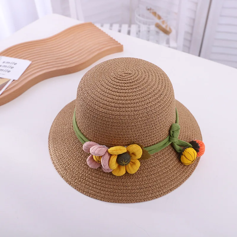 Summer Wholesale Matching Beach Double Flower Shade Lovely Princess Family Crossbody Straw Hats And Bag Sets