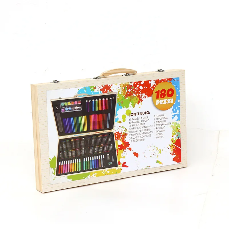 Hot Selling Profissional Art Supplies for Artist Drawing Stationery  Gift Art Set Kid Wood Box with Colour Pencil