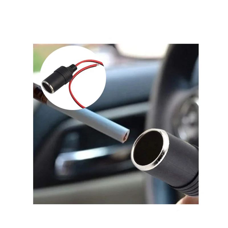 Female Cigarette Lighter Socket Plug - 12V 24V Car Replacement Cigar Cable Connector Adapter Charger Power Cord