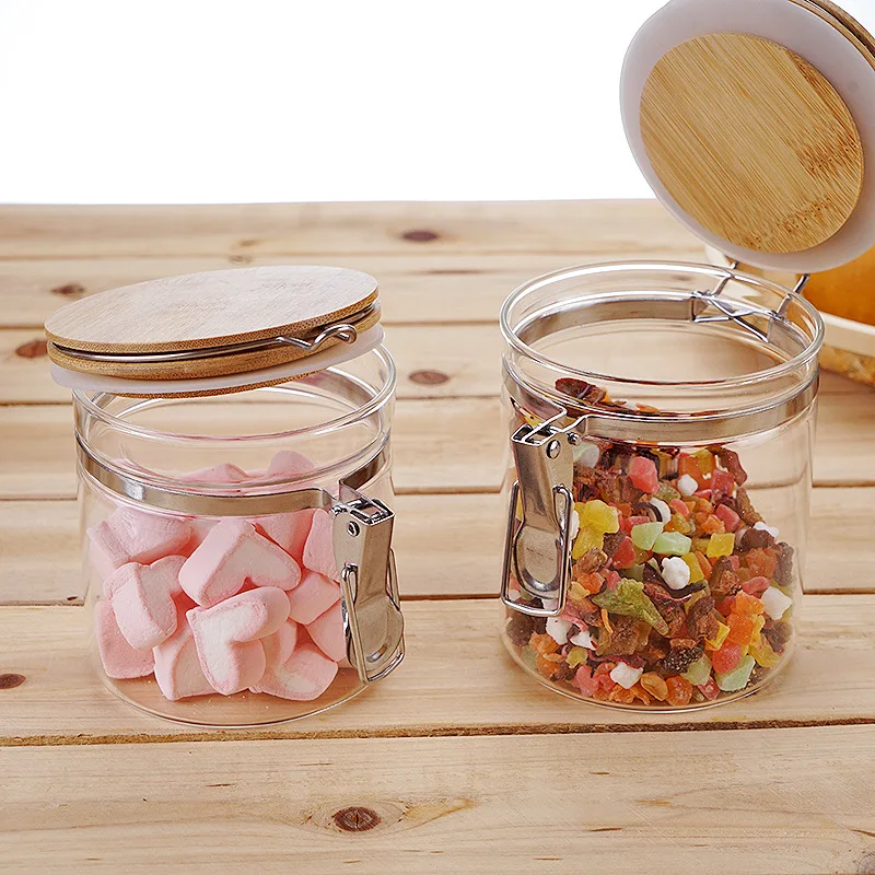 Transparent 600ml 750ml jars glass storage air tight glass storage food jars clip top