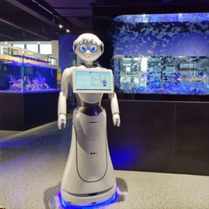 Design Plastic Restaurant Room Artificial Intelligent Meal Delivery Food Smart Humanoid Service  Sale  Humanoid  Waiter Robot