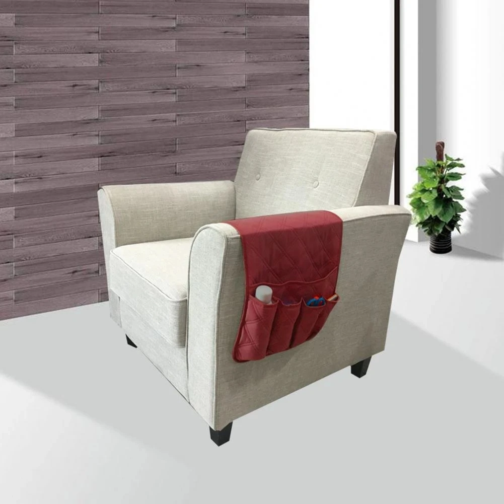 Arm Chair Caddy with 5 Pockets for Magazine Books Sofa Armrest Organizer