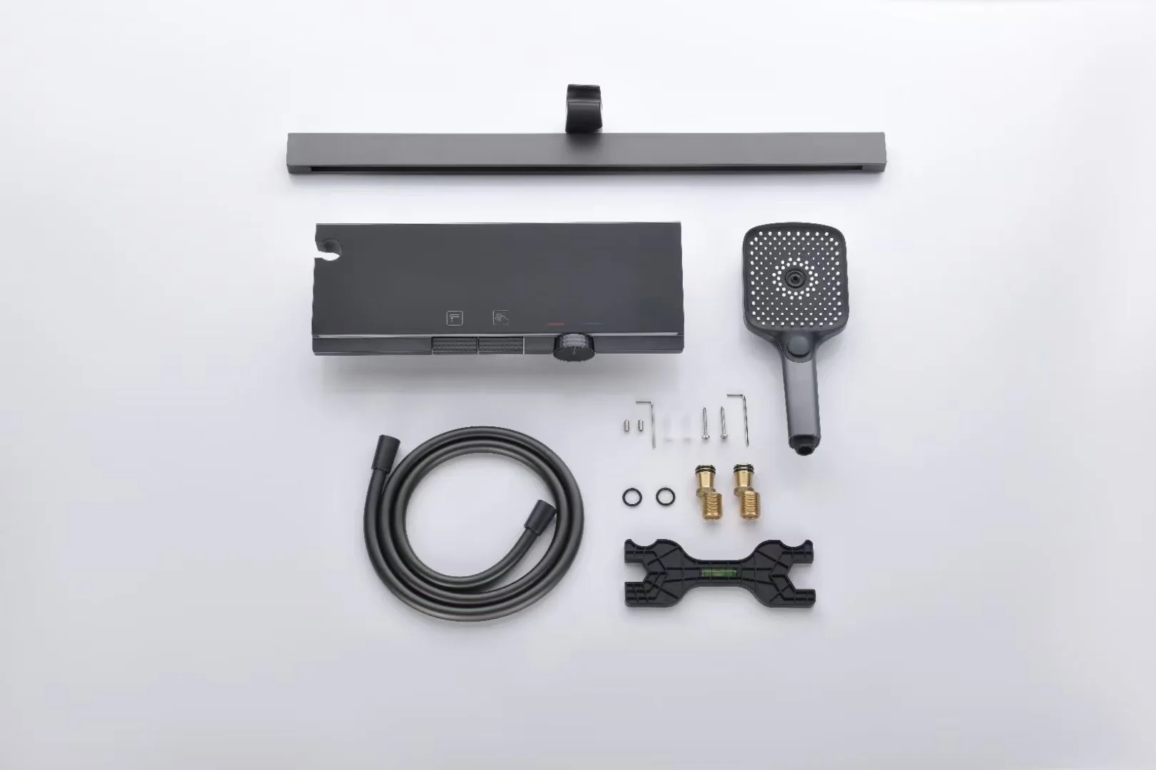 Piano design wall mounted bathroom rain shower mixer taps set with good quality