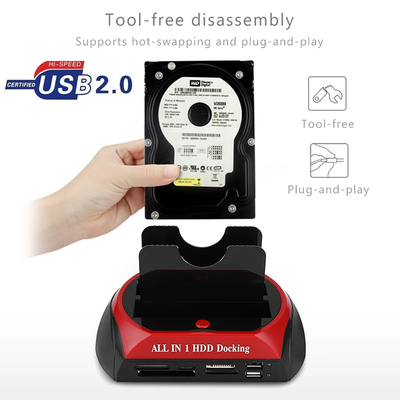 USB 2 0 для IDE SATA жесткий диск OTB док-станция клонирования ВСЕ В ОДНОМ HDD Dual Bay 5 дюймов 3 eSATA с