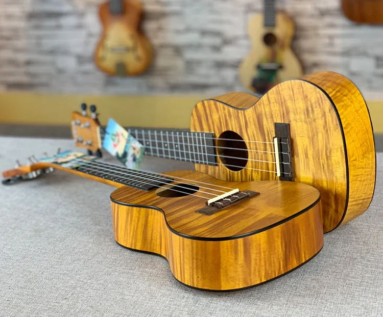 High Quality Geake U-109 23 Inch Flame Maple Top Solid Ukulele OEM Tenor Acoustic Guitar Mahogany Rosewood Matt Bass Wholesale