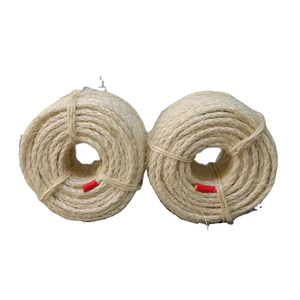 8mm 3 strand bleached sisal rope for packing rope and pet toy