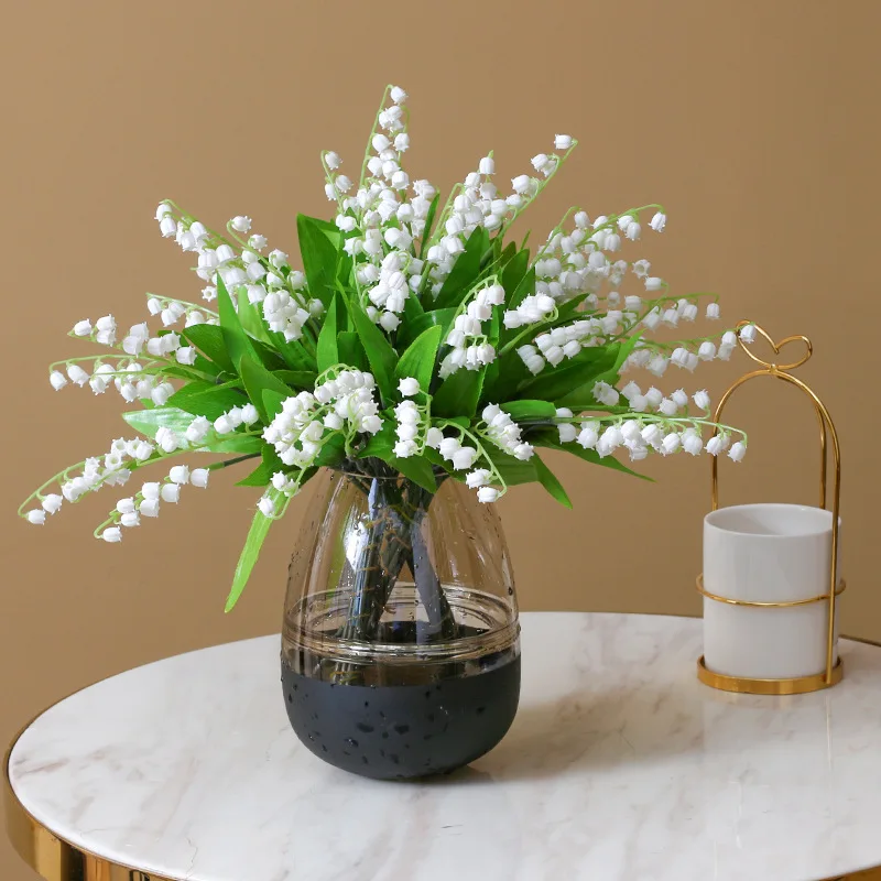 Simulated Lily Of The Valley Plastic Flower Artificial Flowers Plastic Single Bell Orchid Flower For Bride Home Decor