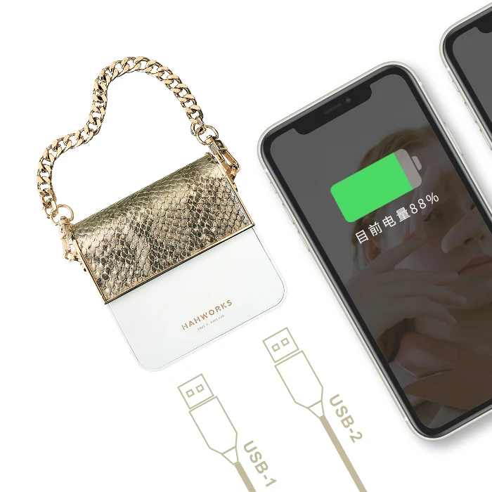 fashion mini bag small square handbag design portable mobile charger battery power bank 10000mAh ABS usb rechargeable Quality