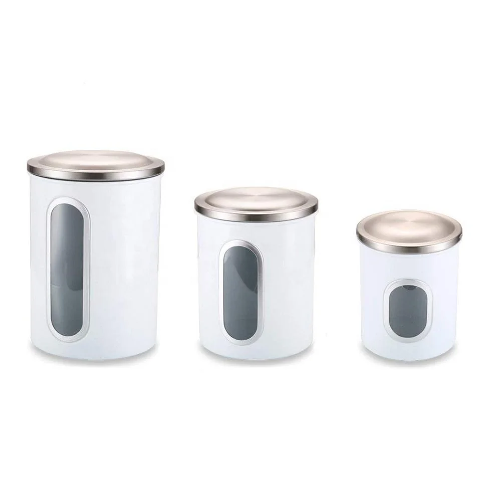 KLP metal stand canister set Storage coffee bean vacuum kitchen Eco-friendly metal tea canister