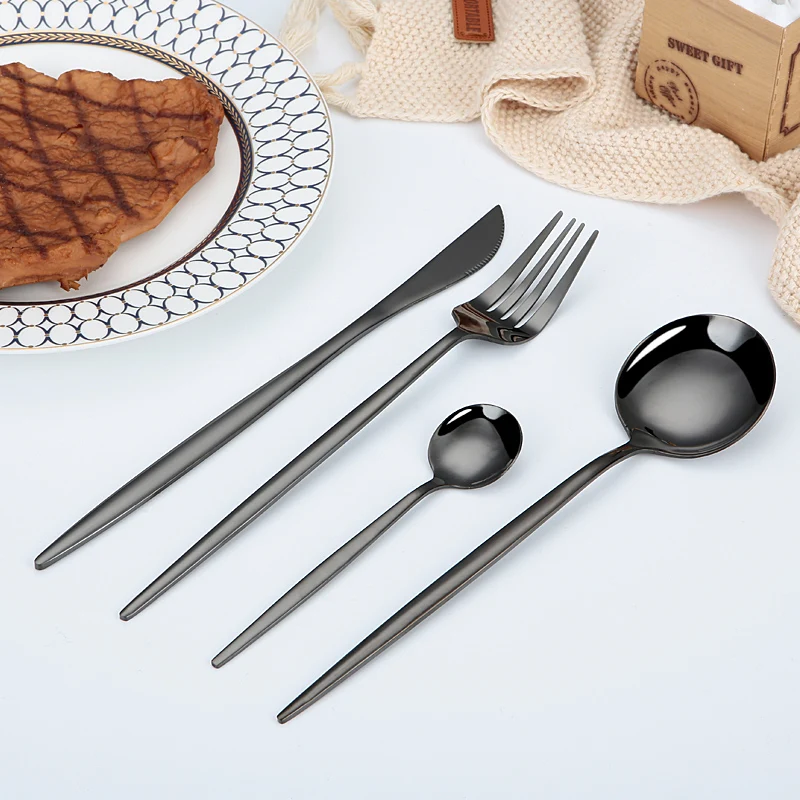 
2021 Modern metal flatware sets,stainless steel mirror gold cutlery set 24pcs 