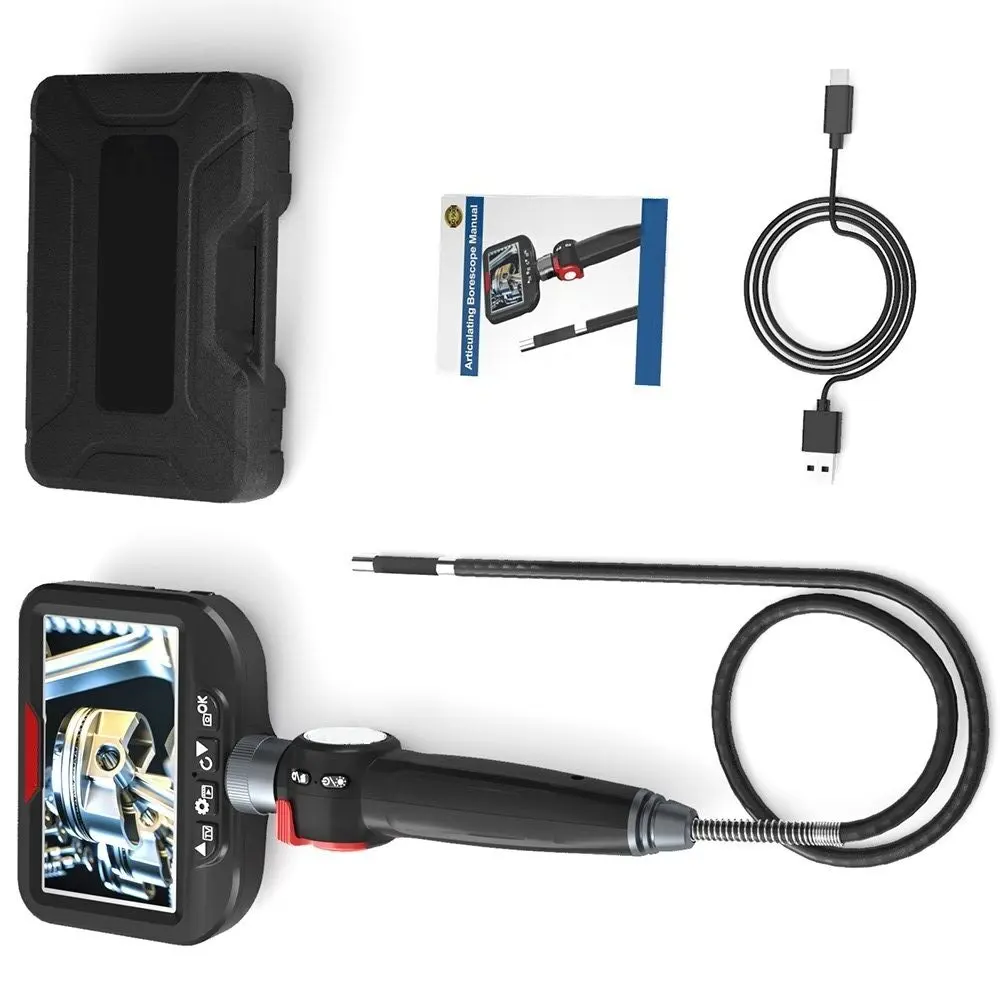 Portable Industrial Video Borescope Inspection Camera with 2Mts Semi-rigid Tube, 6mm Probe Lens, 4.3 Inch Display