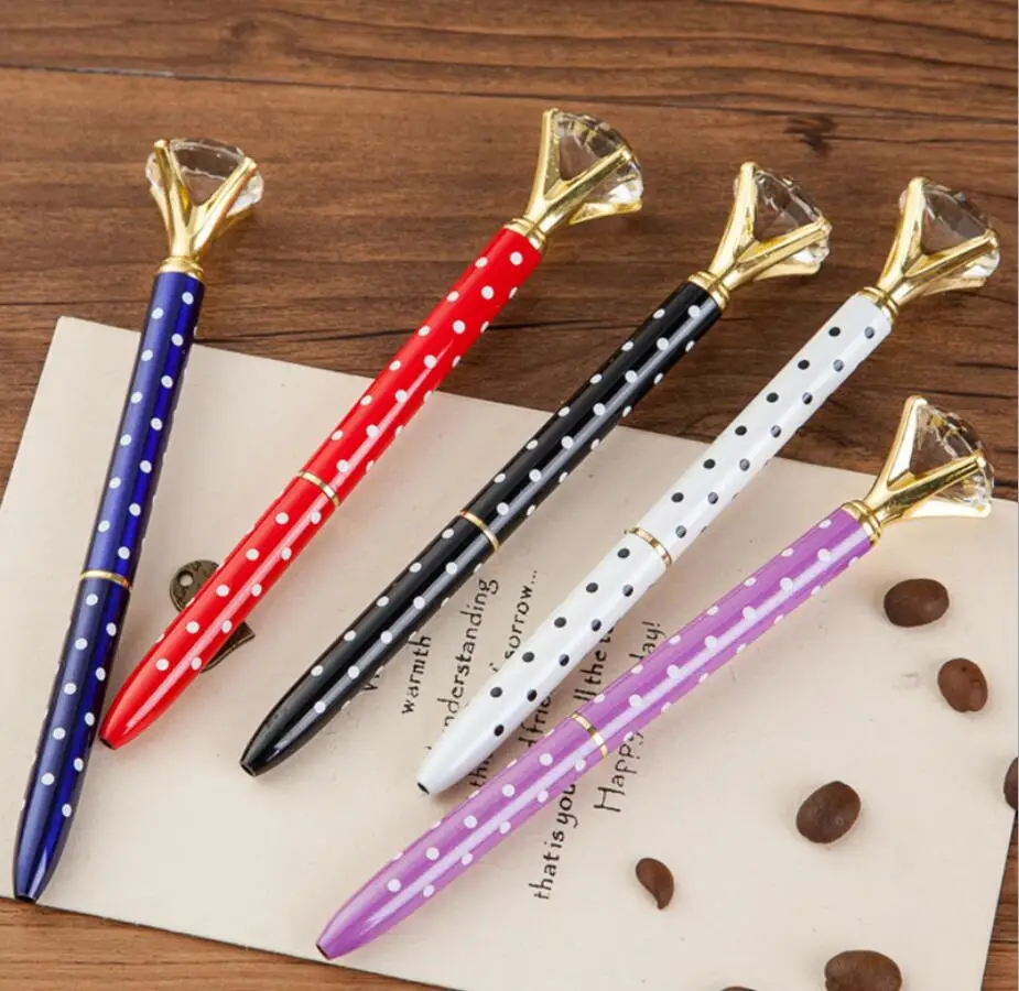 Customized Logo Gift Top Diamond Multi Color Rotating Crown Ballpoint Pens