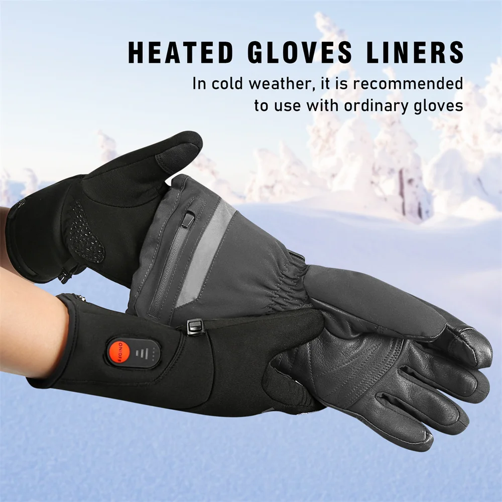 Light Weight Snowboarding Hiking Cycling Heated Gloves Liners With Rechargeable Electric Battery Warm Hand