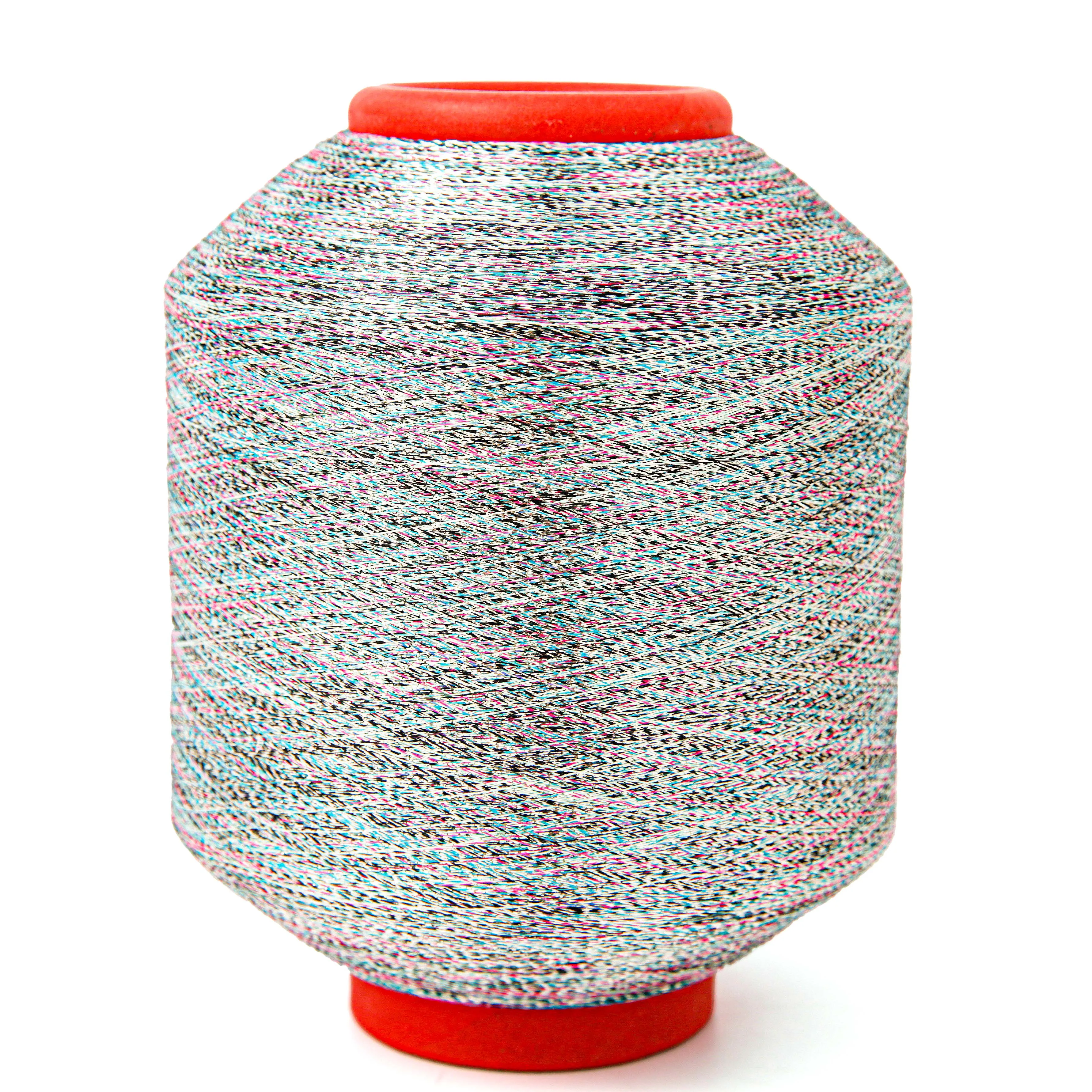 PET Film tricolor laser color Tricolour Metal Yarn for Knitting Yarn and Embroidery pure gold Yarns for m type