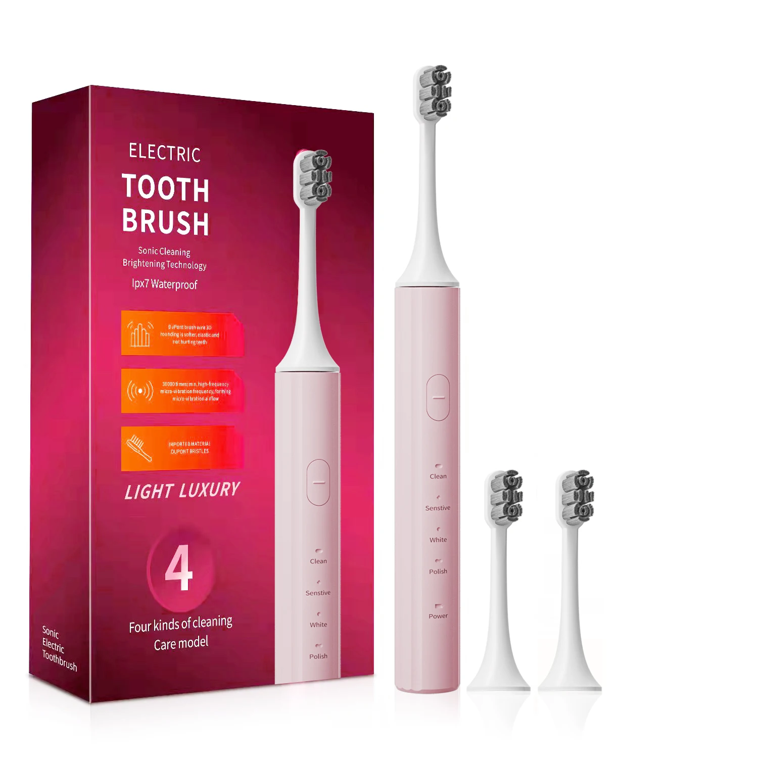 Customizable Color 4 Gears Electric Toothbrush With Dupont Filament
