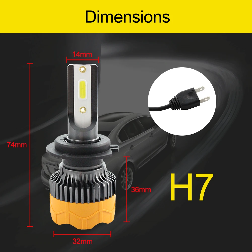 2021 новейший дизайн H1 H4 H7 12000lm COB 360 hi/low beam все в одном автомобильная система освещения светодиодные лампы для