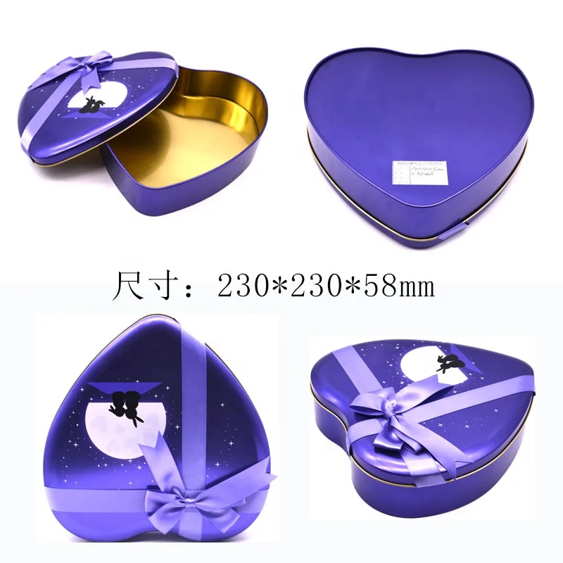 Luxury Food Christmas Packaging Metal tin can box Customize Heart Chocolate Container Tin candy jar tin can