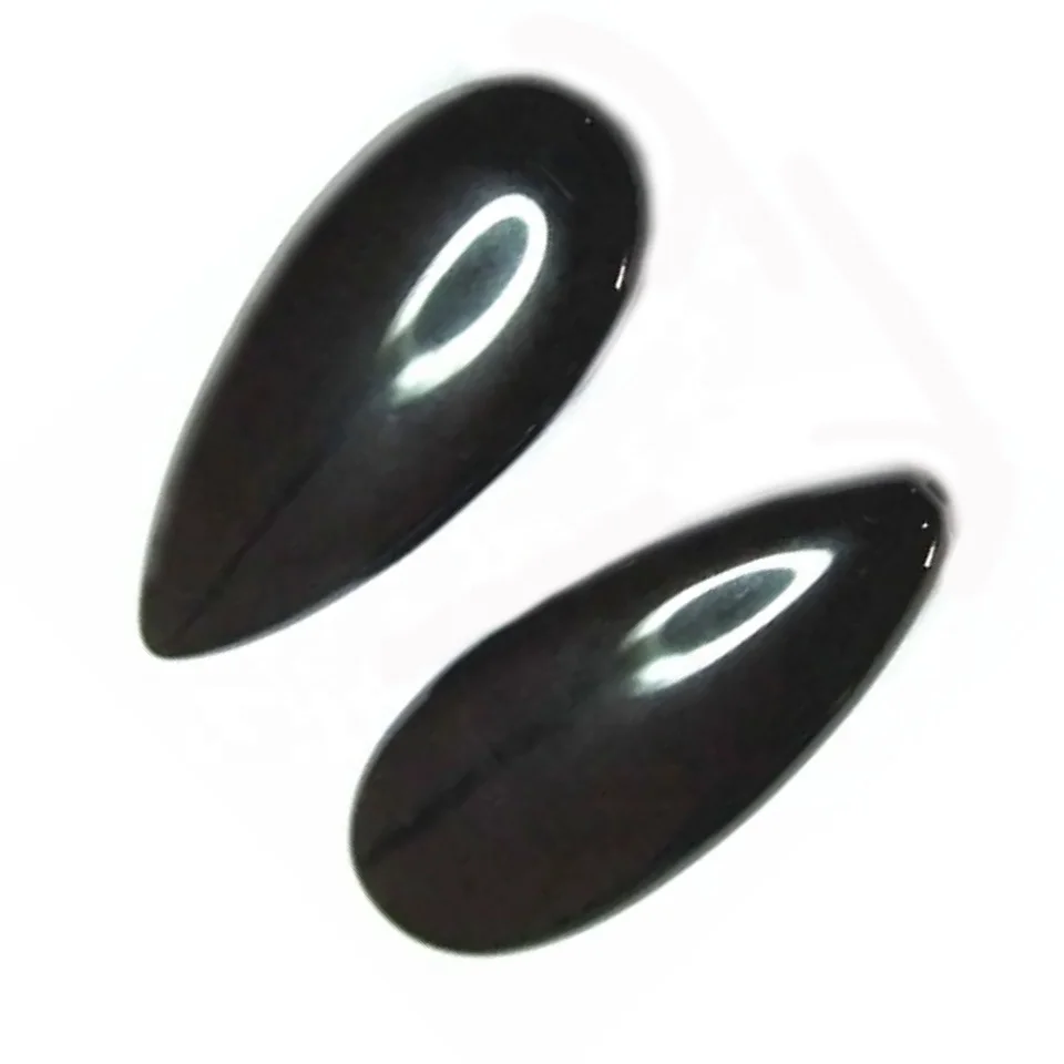 Black Onyx  10x14x5mm pear shaped Black Onyx cabochon loose stones