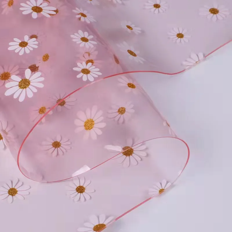 0.8mm Small Daisy Pattern Super Bright Colored Clear PVC Vinyl for Making Photo Album