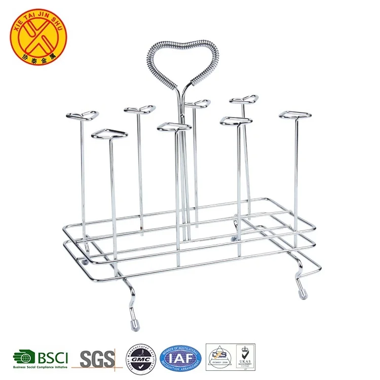 China Manufacture Non Folding Stainless Steel Rack Metal Kitchen Cup Rack Shelf