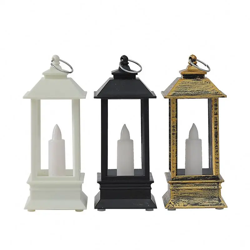 Super Hot Retro Christmas Ornaments, Warm White Led Long Taper Candle Mini Wind Lantern