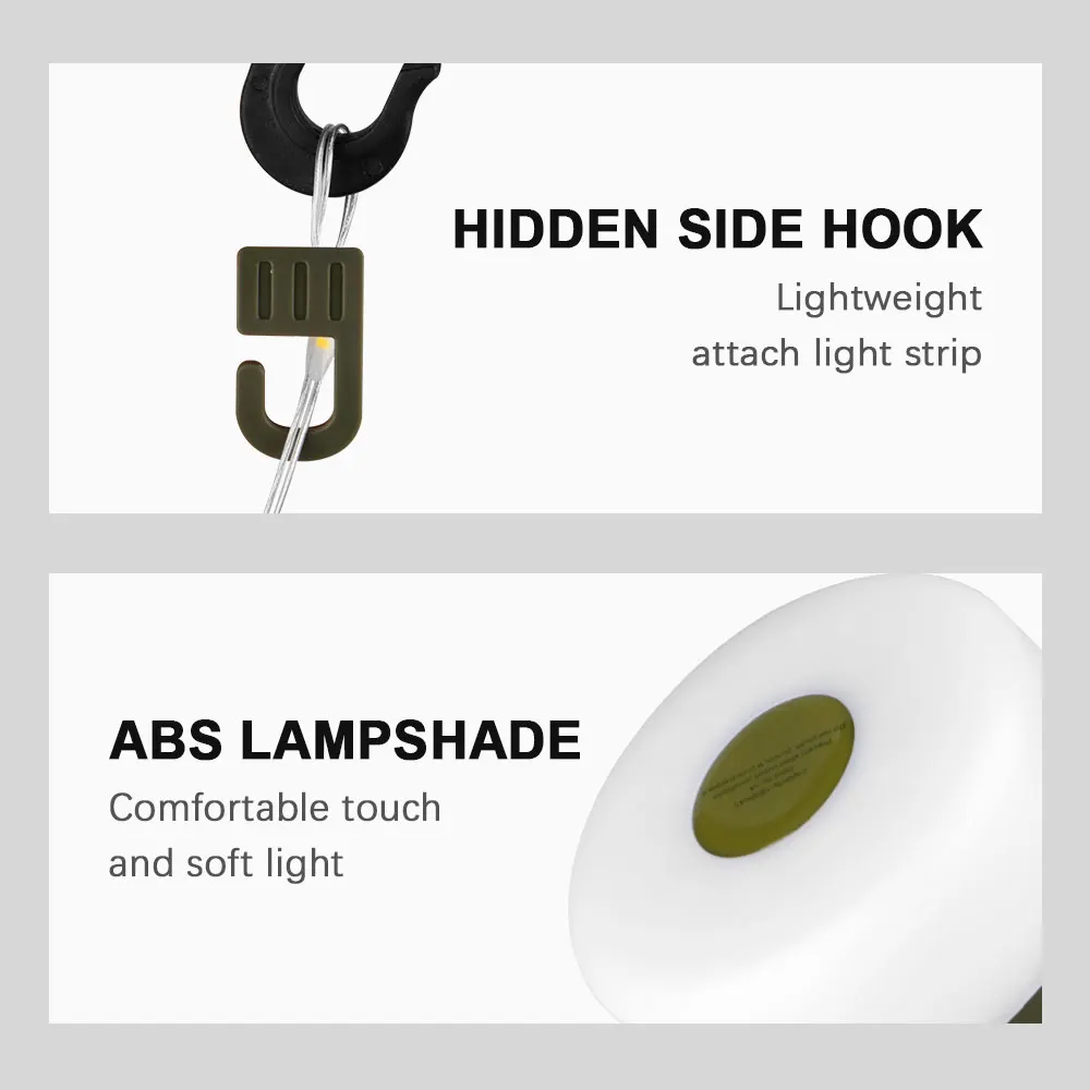 USB Rechargeable Strip Lantern LED String Light Lamp Hanging Hook Portable Tent Lamp For Indoor Decoration Outdoor Camping