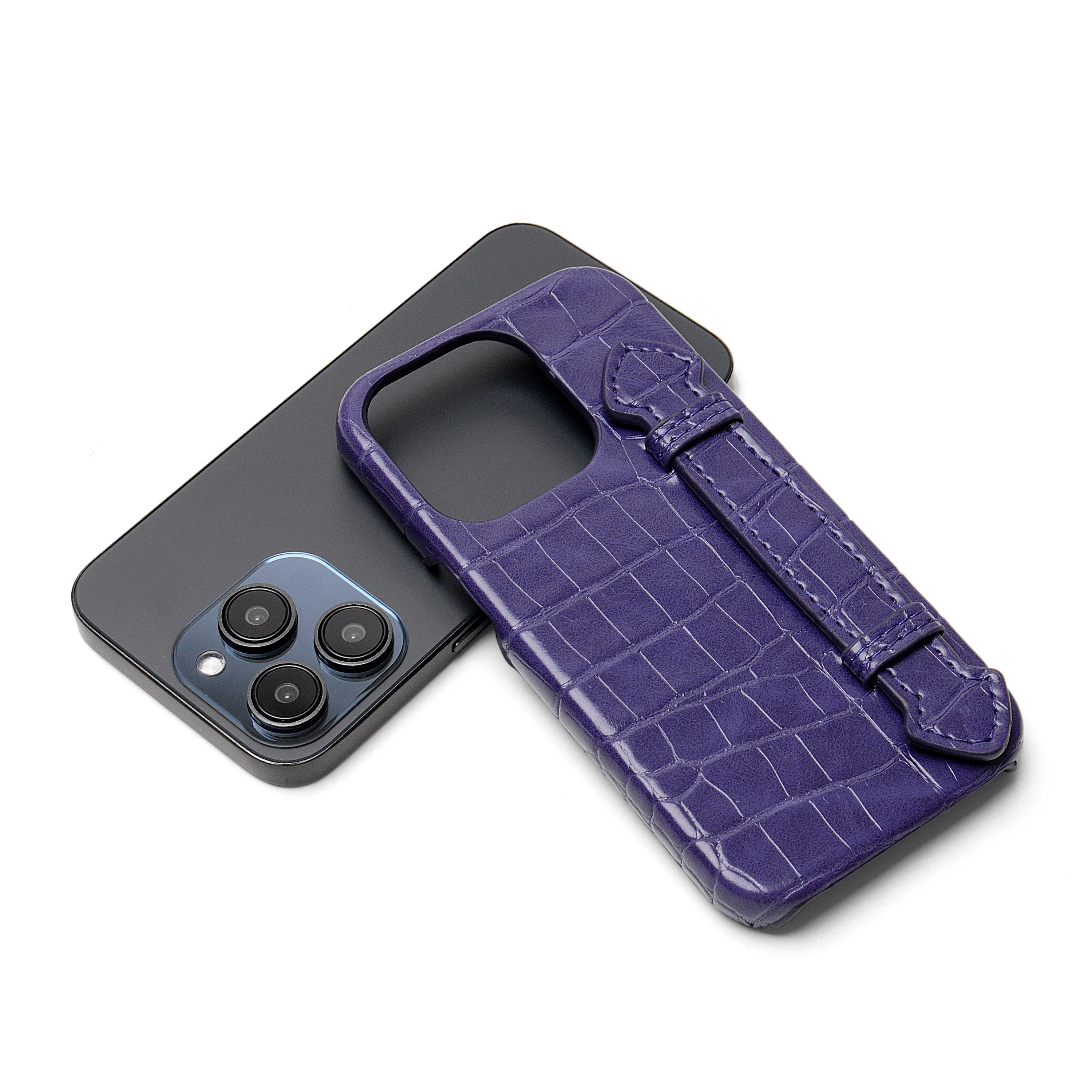 Best Selling mobile phone covers PU Leather Card Holder Wallet for iPhone With Purple Alligator Print Man Phone Cover