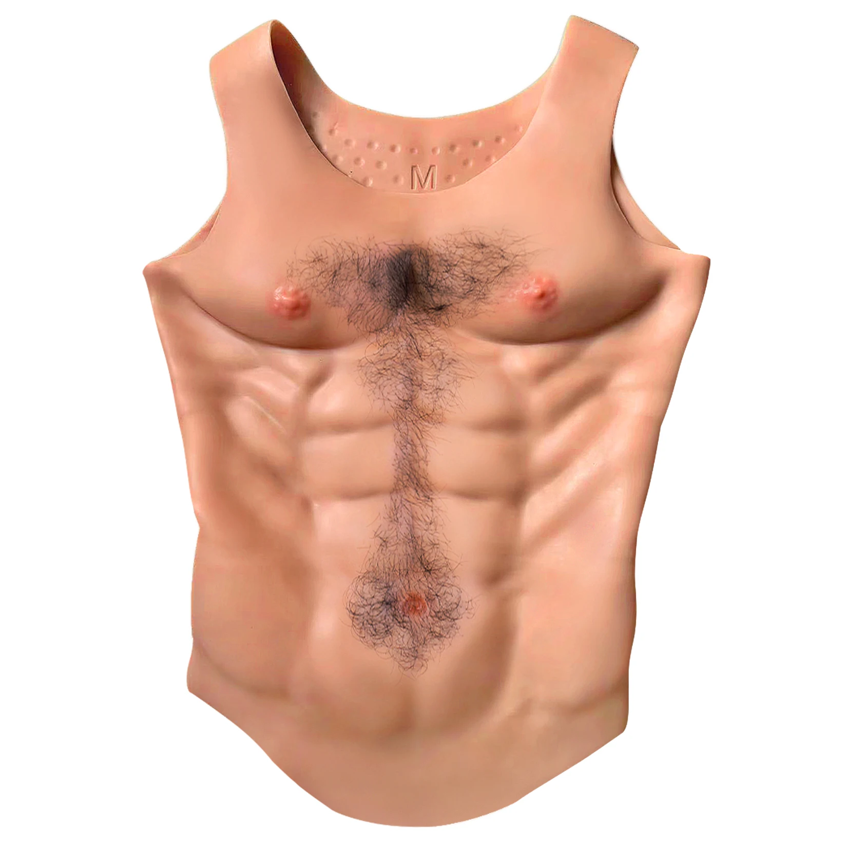 Artificial Chest Muscles Belly Realistic Silicone Muscle Cosplay Shirt Silicone Simulation Muscle Suit with Body Hair