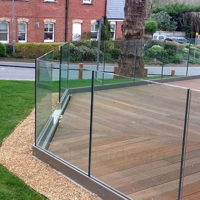 stainless steel balcony frame with aluminum u channel glass balustrade