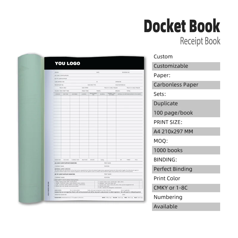 OEM/ODM дешевая цена дубликаты Triplicate Quadruplicate NCR/Carbonless A4 доставка заказ блокнот настраиваемая печать