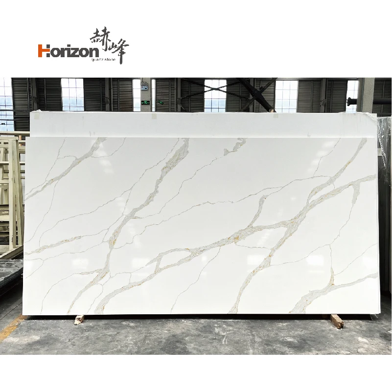 2023 Horizon calacatta quartz stone countertops slab artificial stone table tops handmade quartz slabs