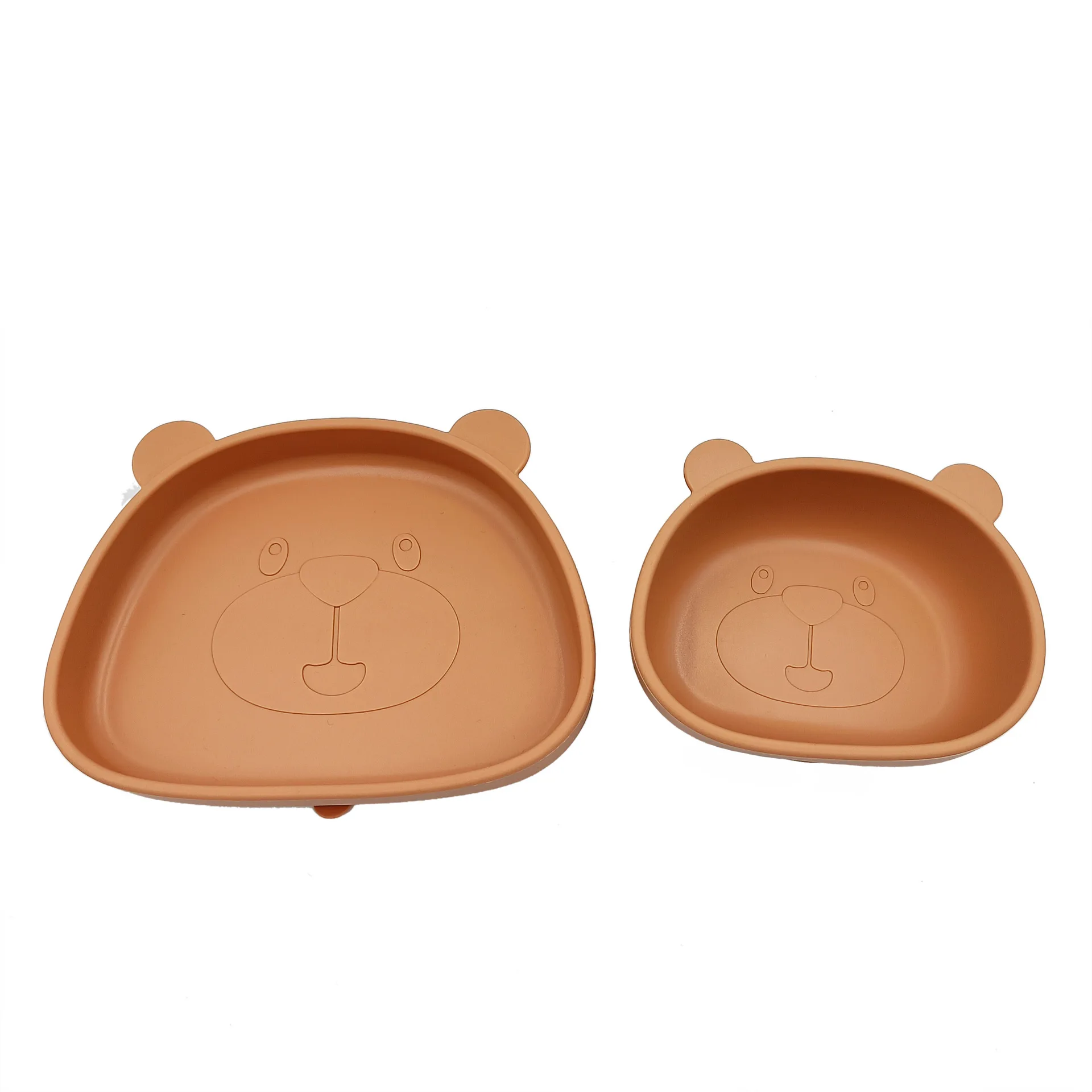Wholesale Cartoon Panda Baby Bowls Silicone Soft Anti-fall Food Feeding Plates Tablewares With Suction Cup