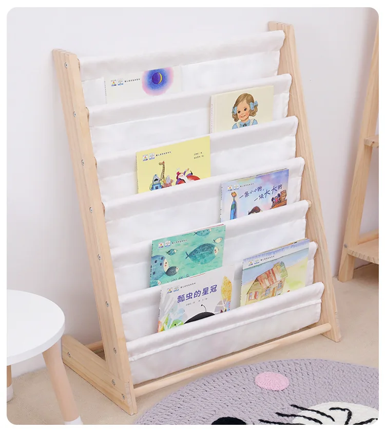 modern Floor Standing book rack bookshelf, Multilayer wooden kids Book Storage Organizer