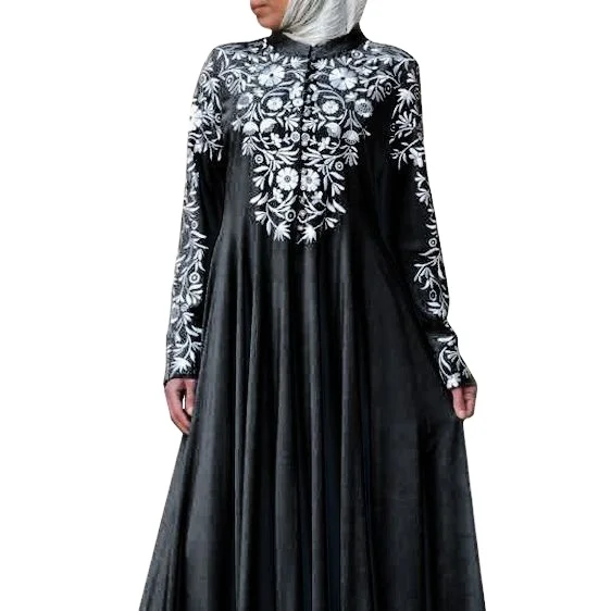 Мусульманское женское платье с длинными рукавами и воротником-стойкой с цветочным принтом абайя большие качели ислам мусульманская Классическая абайя