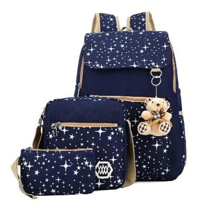 3 Pieces School backpack Bag,canvas student bag for men and women including Pencil Case for college student