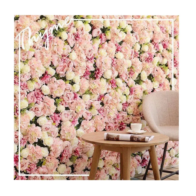 Customize 40*60cm Pink Artificial Flower Panel Wall For Wedding Indoor Decoration
