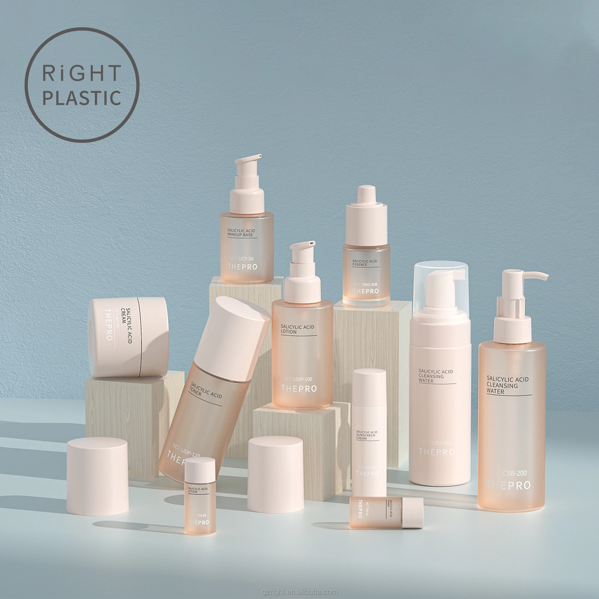 60ml 80ml 100ml 120ml 150ml 200ml Empty Plastic PET Skincare Lotion Pump Plastic Bottle And Cream Jar Set With Over cap