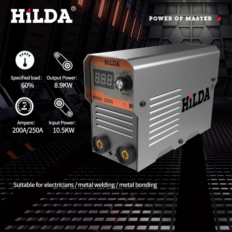 Инверторный Сварочный аппарат Hilda 110 В/220 В MIG/MMA/TIG/Arc Igbt 200/250A Esab Ac Dc медный сварочный