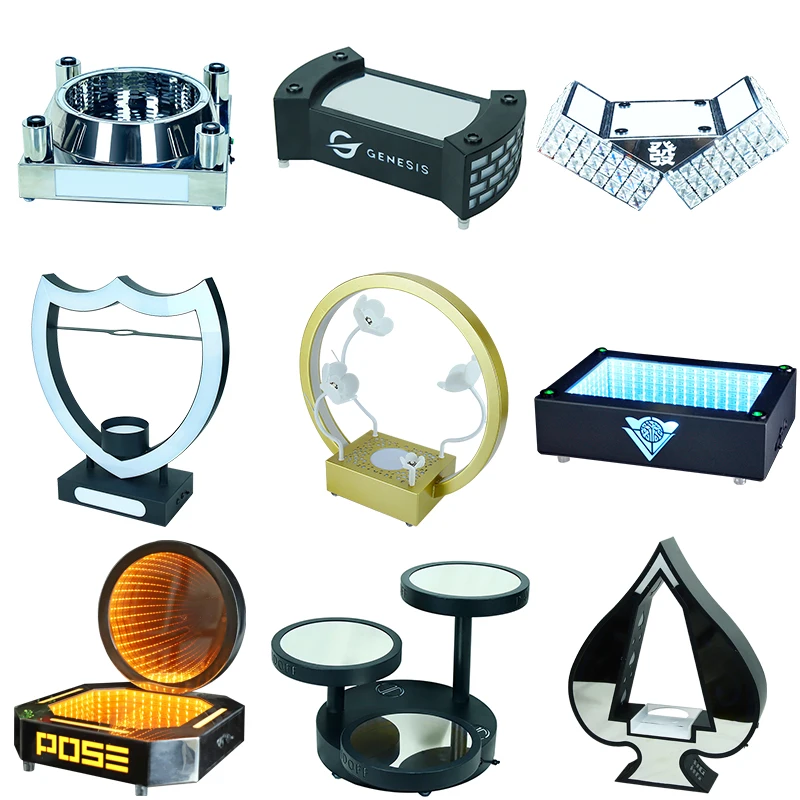 Bar nightclubs wedding Custom serving Tray LED Light Base Stand Rack Champagne whisky wine bottle Glorifiers Display Holder