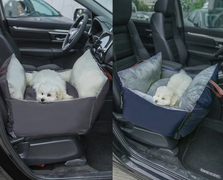 Dog Car Booster Seat travel and outdoor pet bed Car Seat Removable Pillow & Safety Belt Washable Pet sofa bed