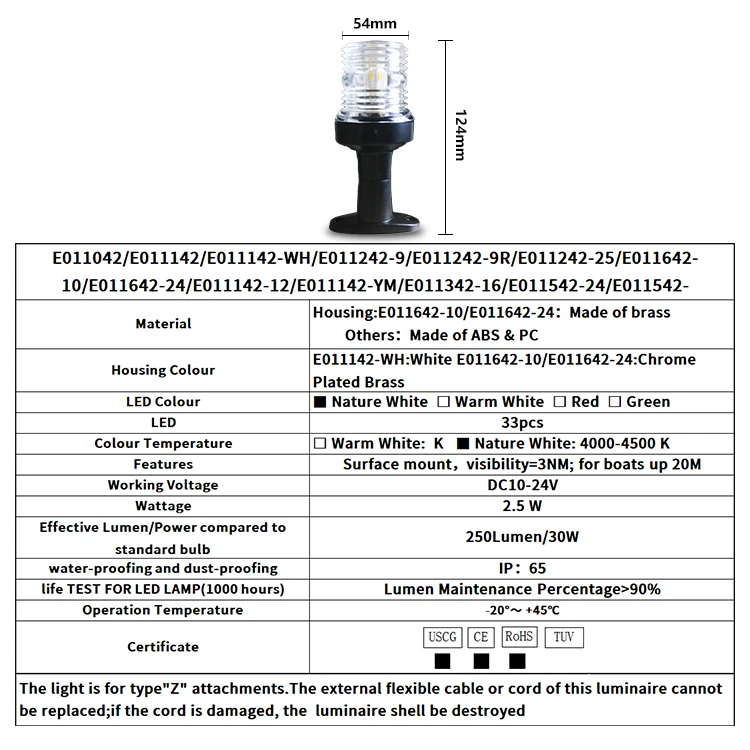 3nm Boat Yacht Marine 12V 360 Degrees White Navigation LED Anchor Light