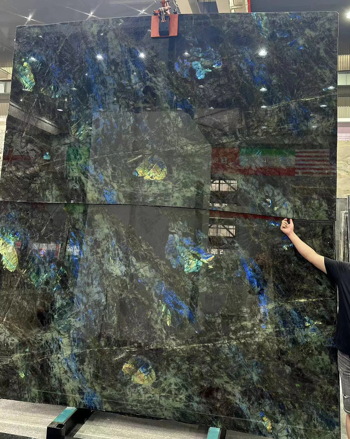 Top Class Lemurian Blue Jade Marble Mirror Image Feature Wall 18mm Stone Dining Table Top Island Bar Worktop Kitchen Counter