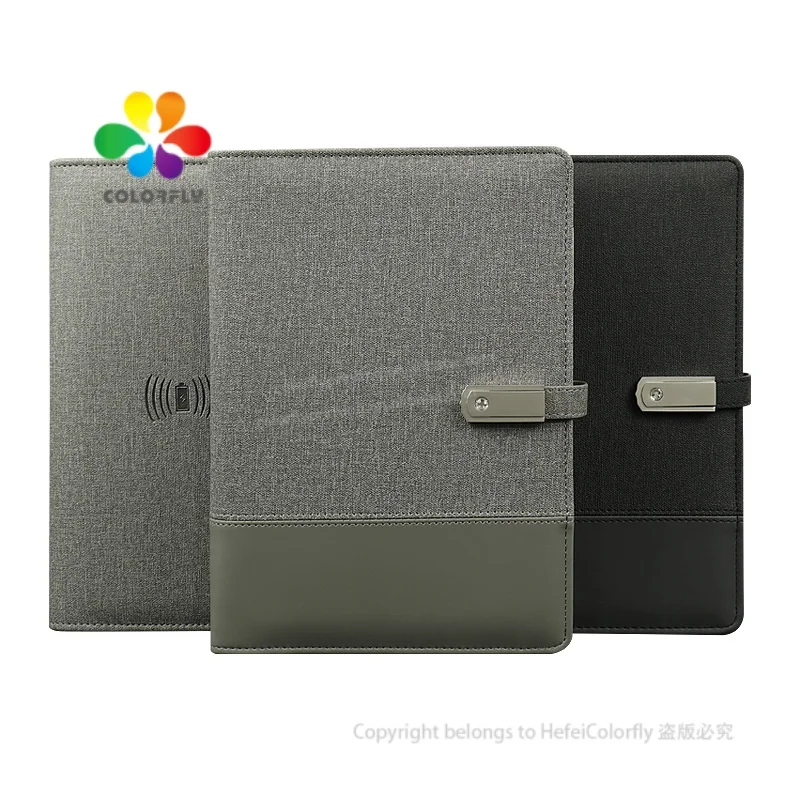 High Quality Power Bank Notebook Custom Inner Paper Diary Planner Notebook with power bank and usb flash drive
