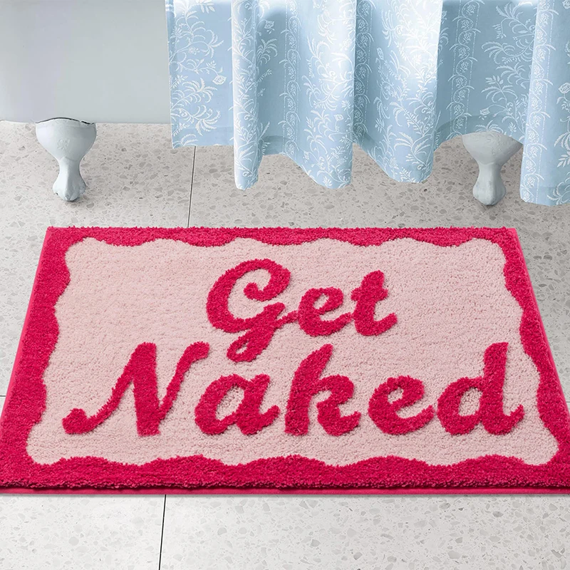 Get Naked Bath Mat Non Slip Machine Washable Absorbent Kids Room Rugs Modern Shaggy Fluffy Tufted Bathroom Mats with Logo